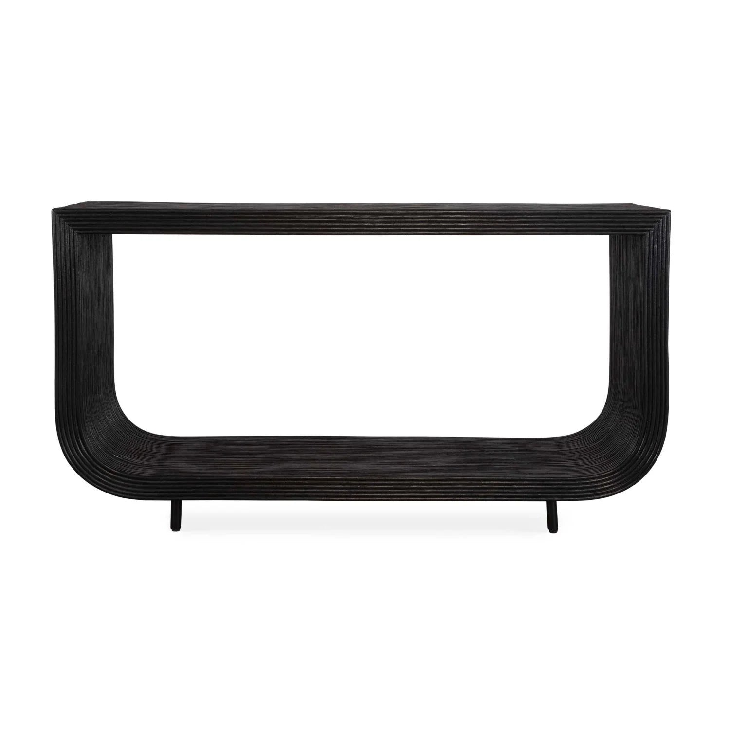 Luxury Black Rattan Console Table Modern Italian Style for Villa