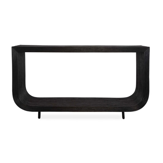 Luxury Black Rattan Console Table Modern Italian Style for Villa