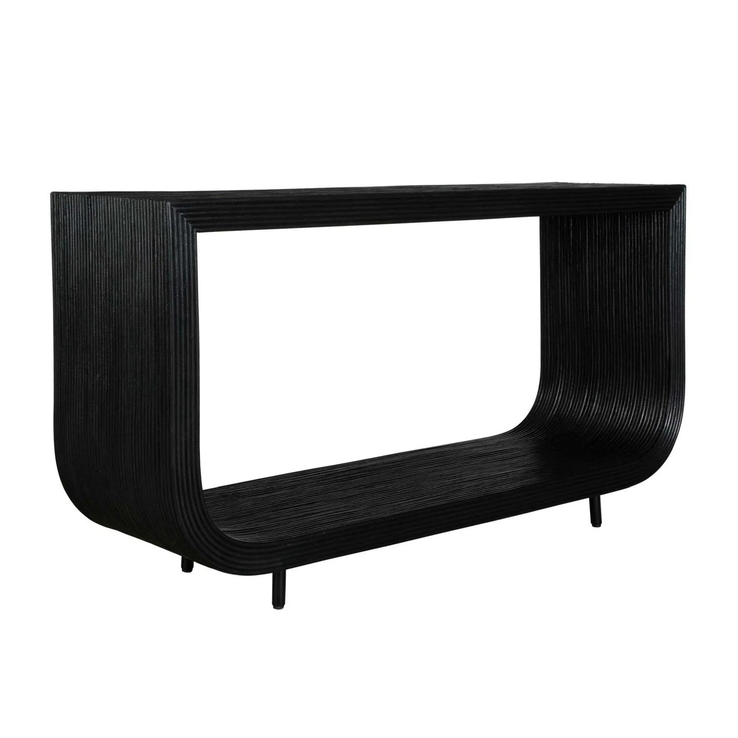 Luxury Black Rattan Console Table Modern Italian Style for Villa