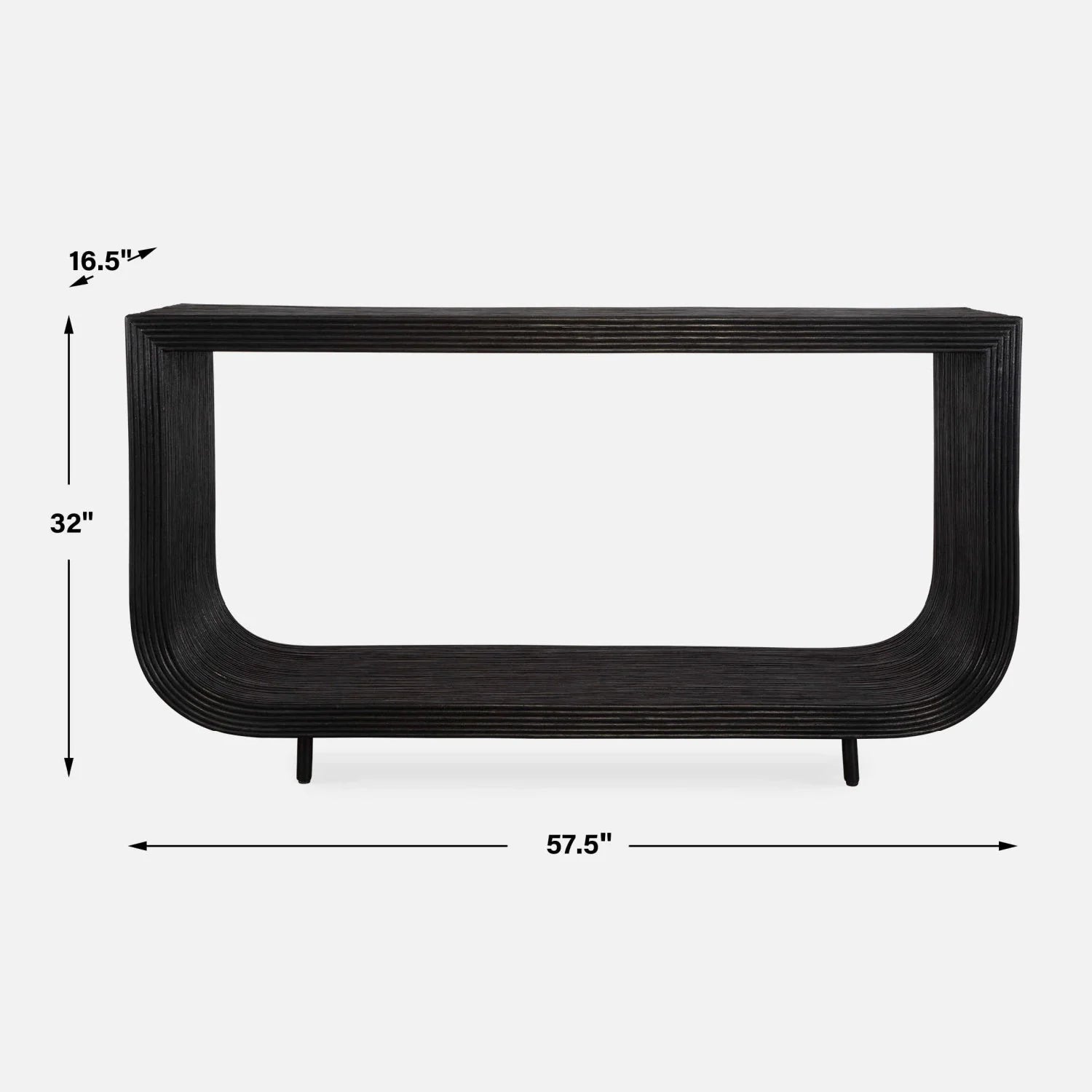 Luxury Black Rattan Console Table Modern Italian Style for Villa