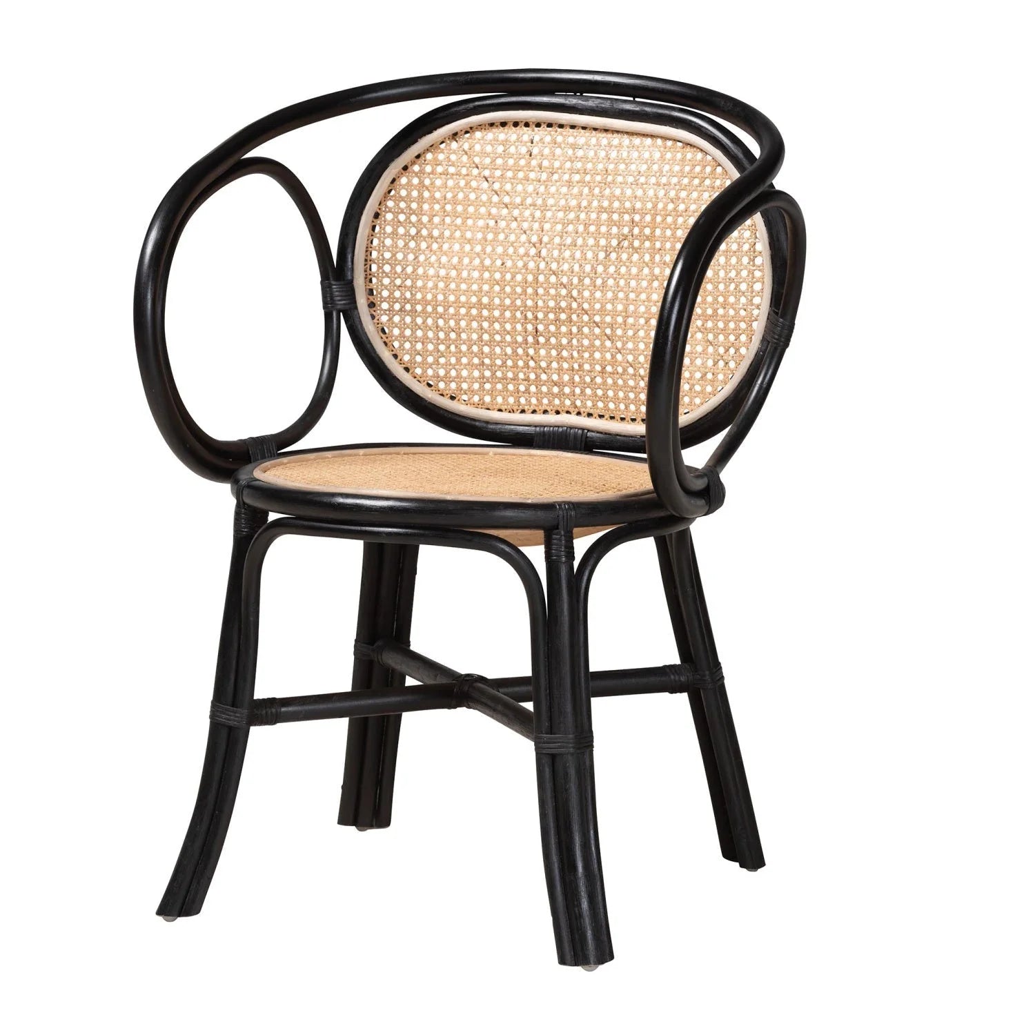 Luxury Black Rattan Modern Dining Chair European Style for Villa