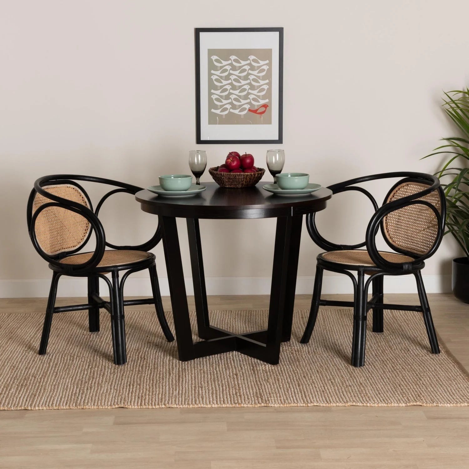 Luxury Black Rattan Modern Dining Chair European Style for Villa