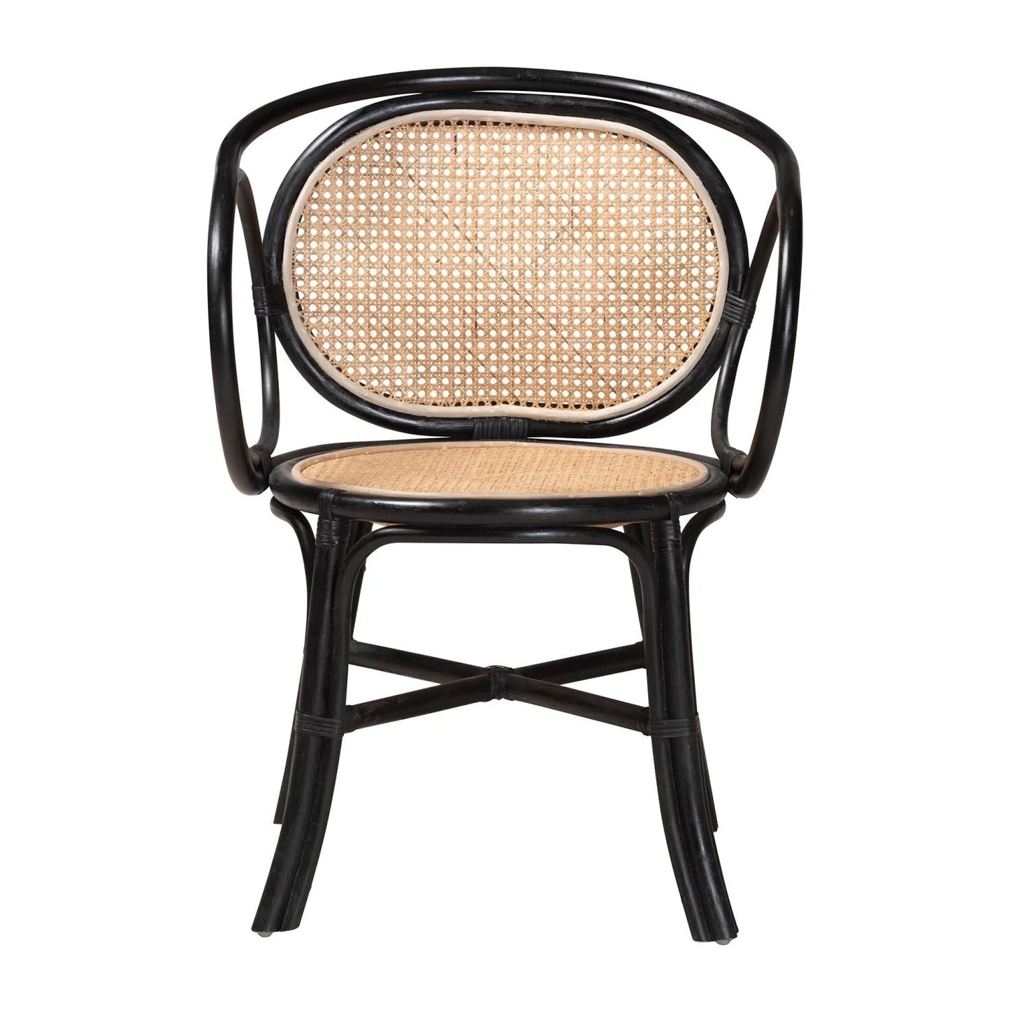 Luxury Black Rattan Modern Dining Chair European Style for Villa