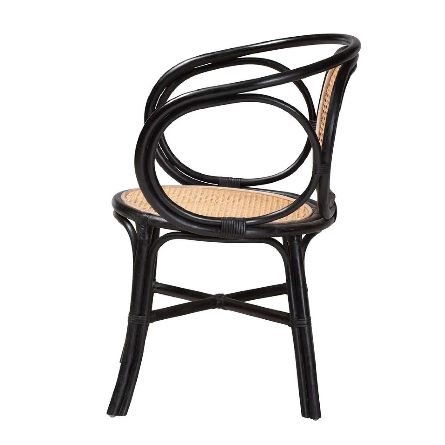 Luxury Black Rattan Modern Dining Chair European Style for Villa