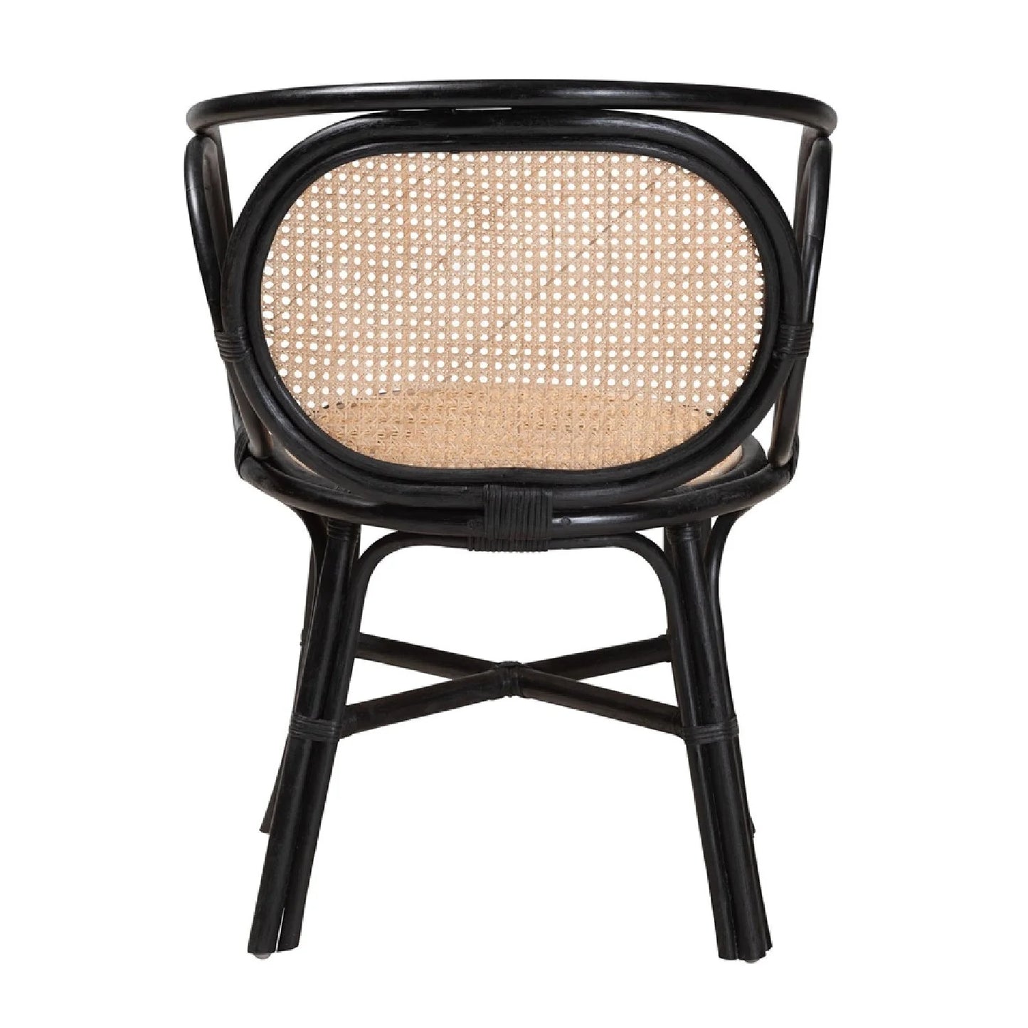 Luxury Black Rattan Modern Dining Chair European Style for Villa