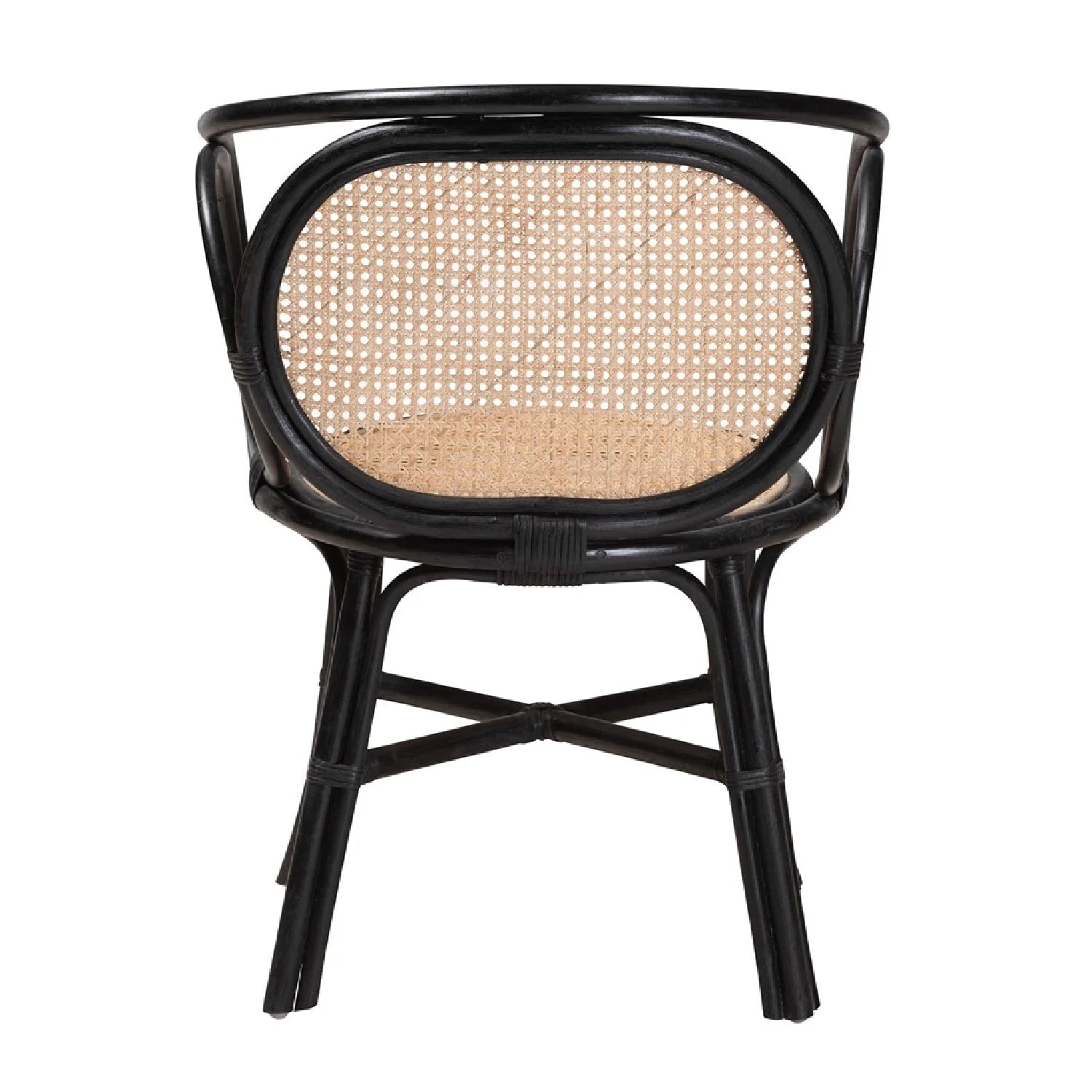 Luxury Black Rattan Modern Dining Chair European Style for Villa