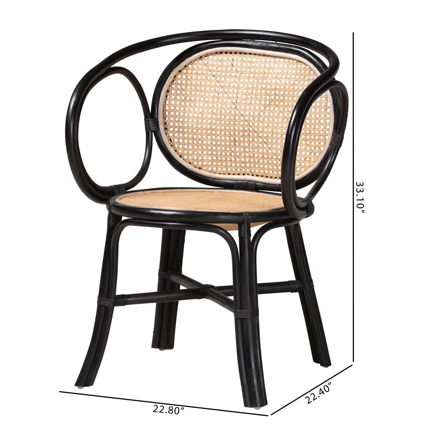 Luxury Black Rattan Modern Dining Chair European Style for Villa