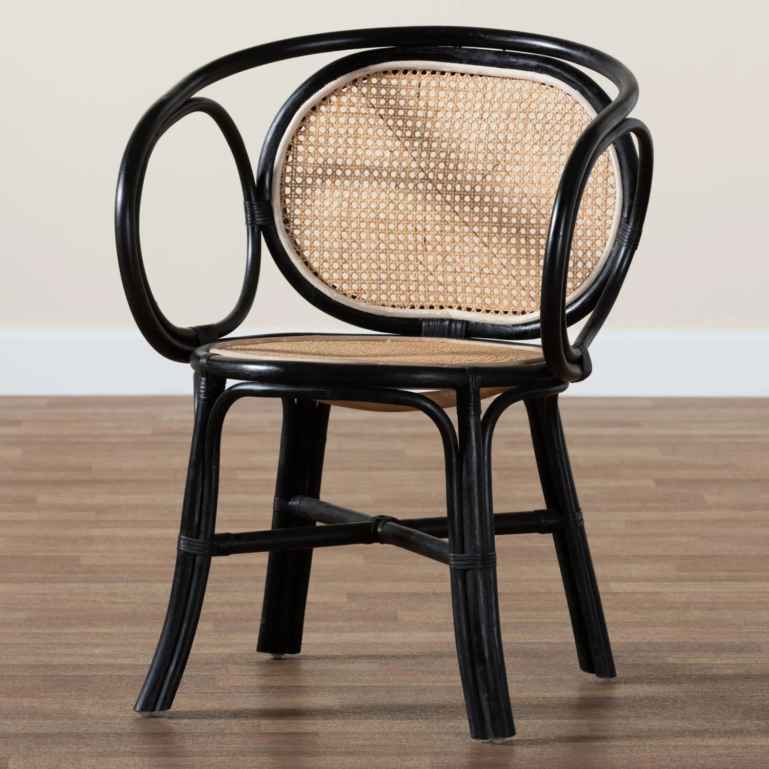 Luxury Black Rattan Modern Dining Chair European Style for Villa