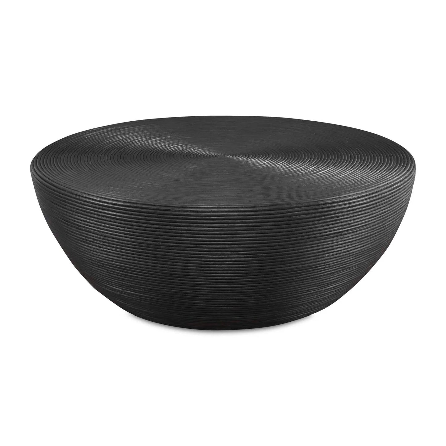Luxury Black Rattan Round Coffee Table Modern Italian Style for Villa