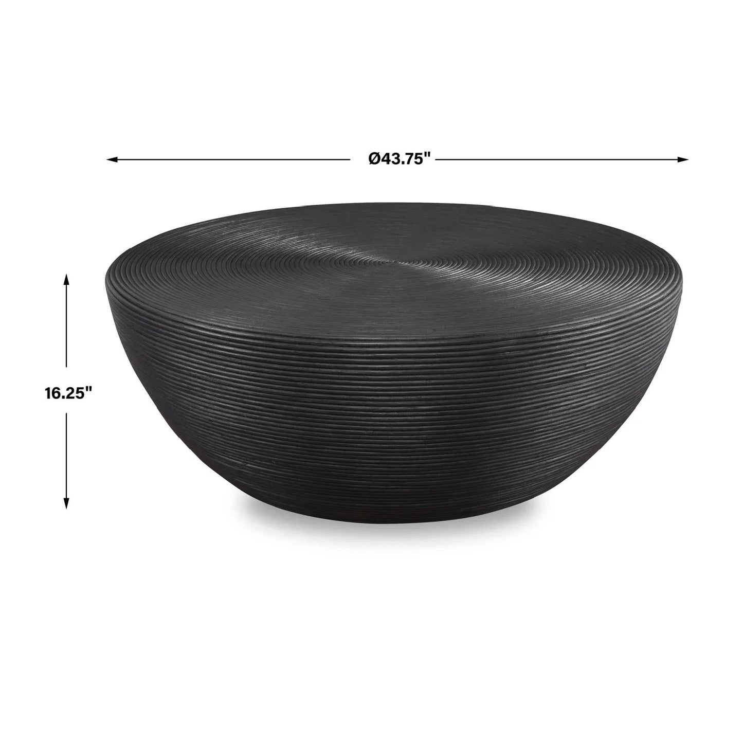 Luxury Black Rattan Round Coffee Table Modern Italian Style for Villa