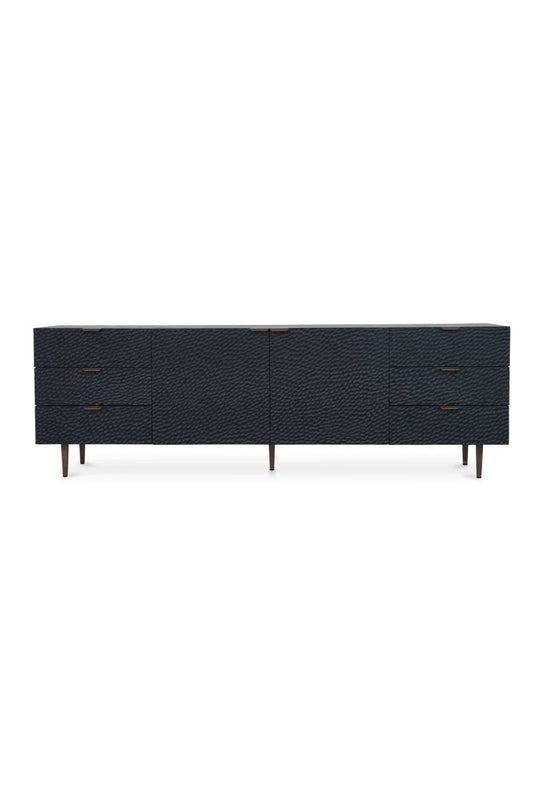 Luxury Black Relief Carved Oak Sideboard European Style for Villa