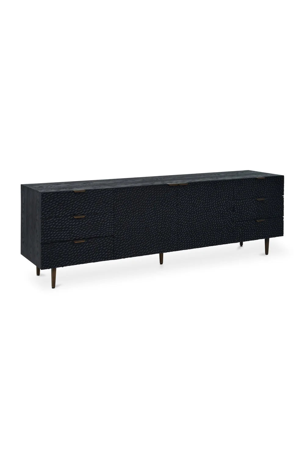 Luxury Black Relief Carved Oak Sideboard European Style for Villa