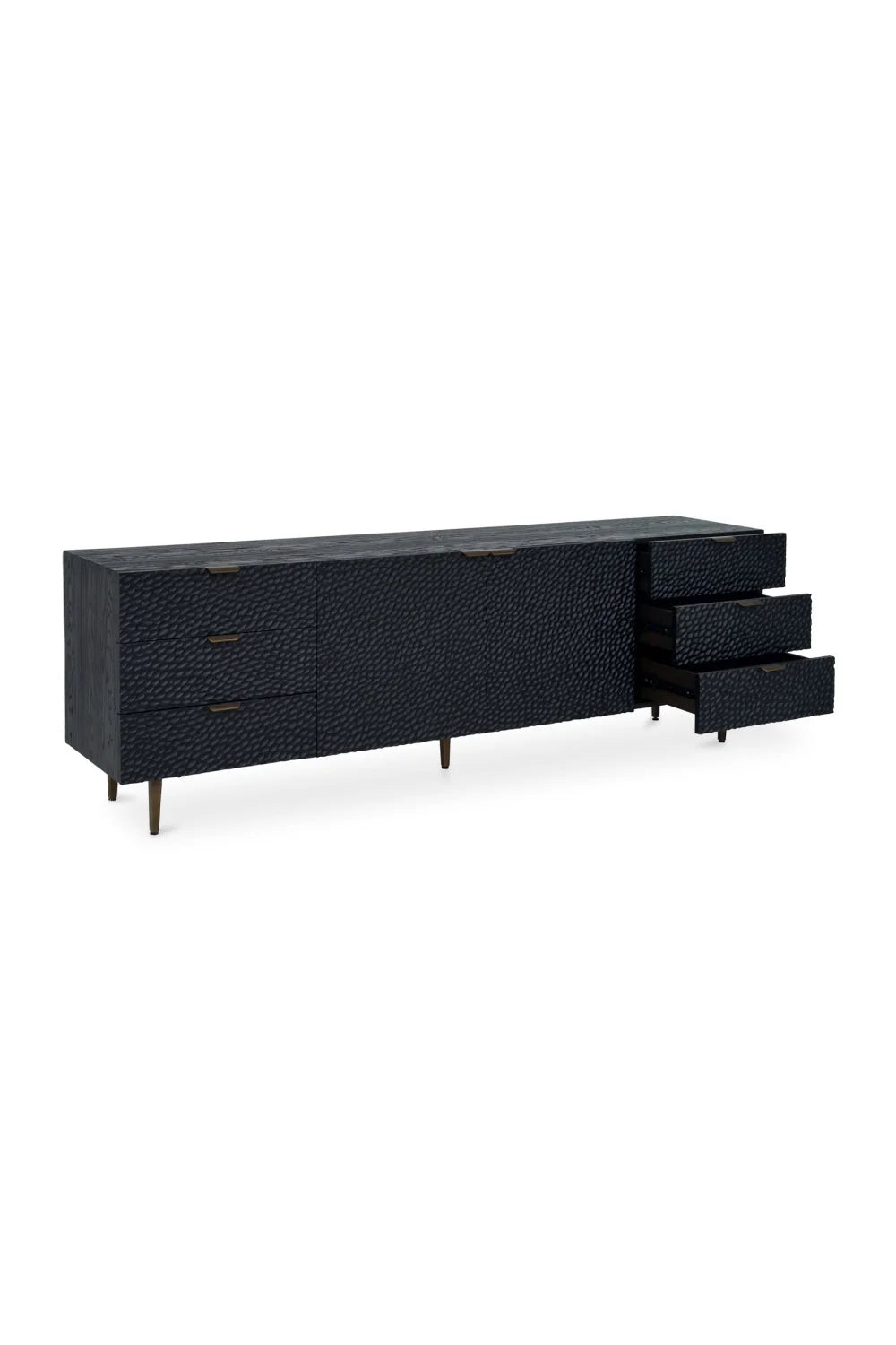 Luxury Black Relief Carved Oak Sideboard European Style for Villa