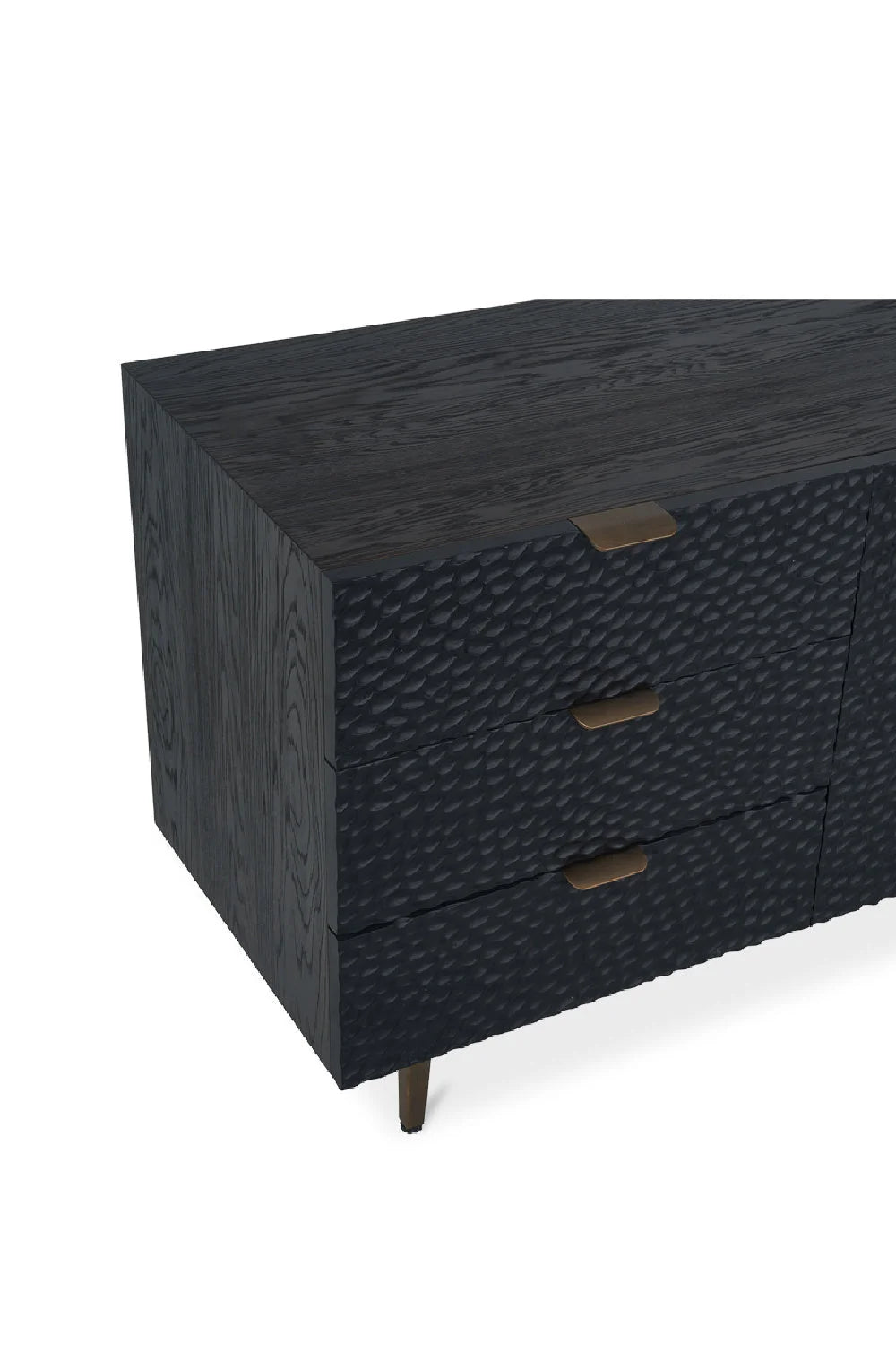 Luxury Black Relief Carved Oak Sideboard European Style for Villa