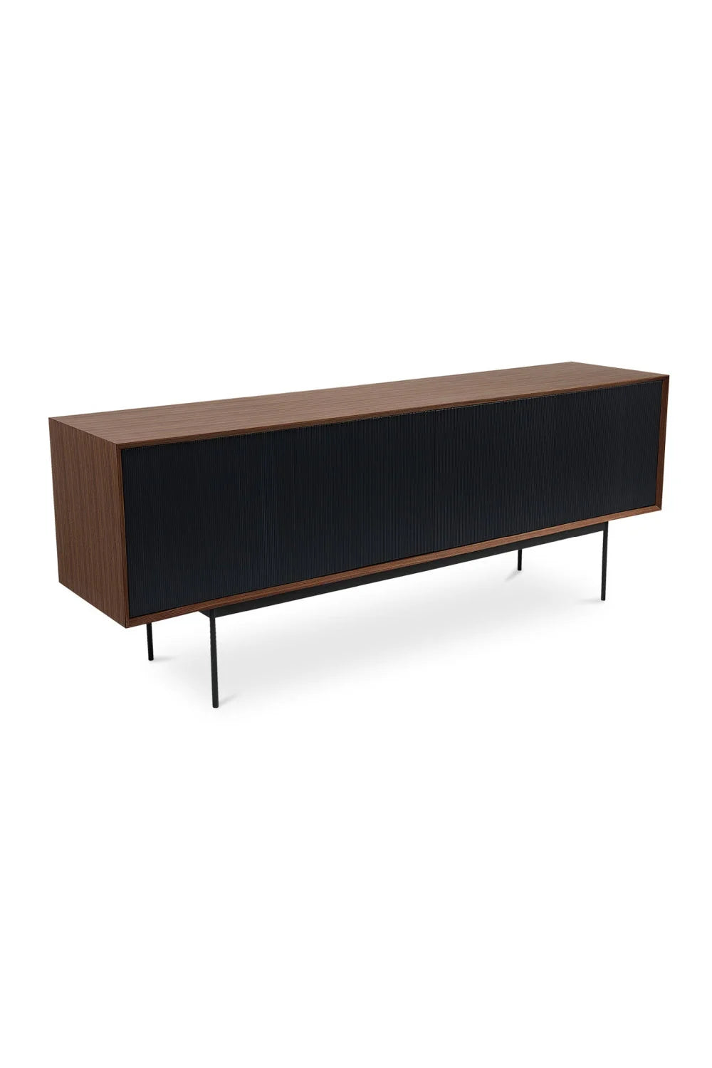 Luxury Black Ribbed 4-Door Sideboard European Style for Villa