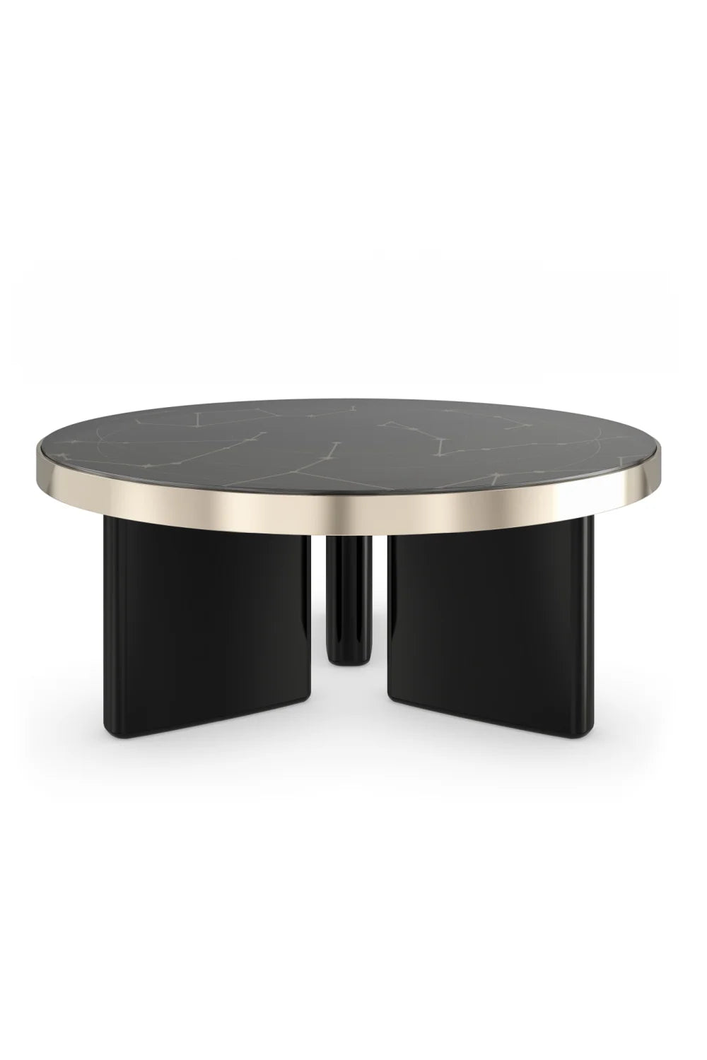 Luxury Black Round Coffee Table Modern Italian Style for Villa