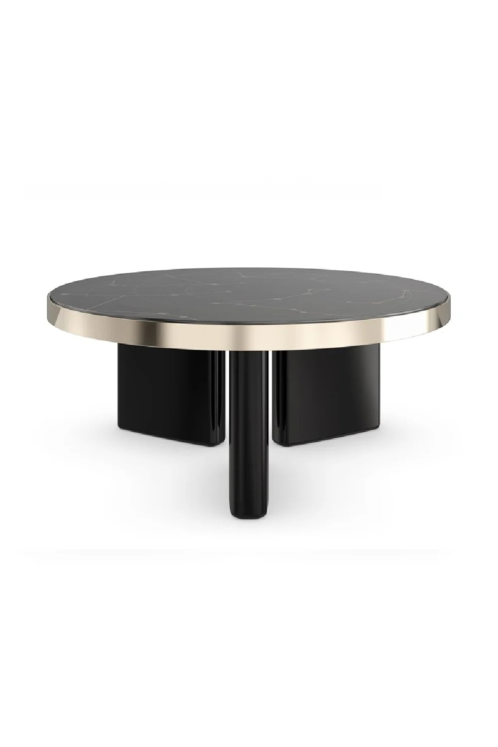 Luxury Black Round Coffee Table Modern Italian Style for Villa