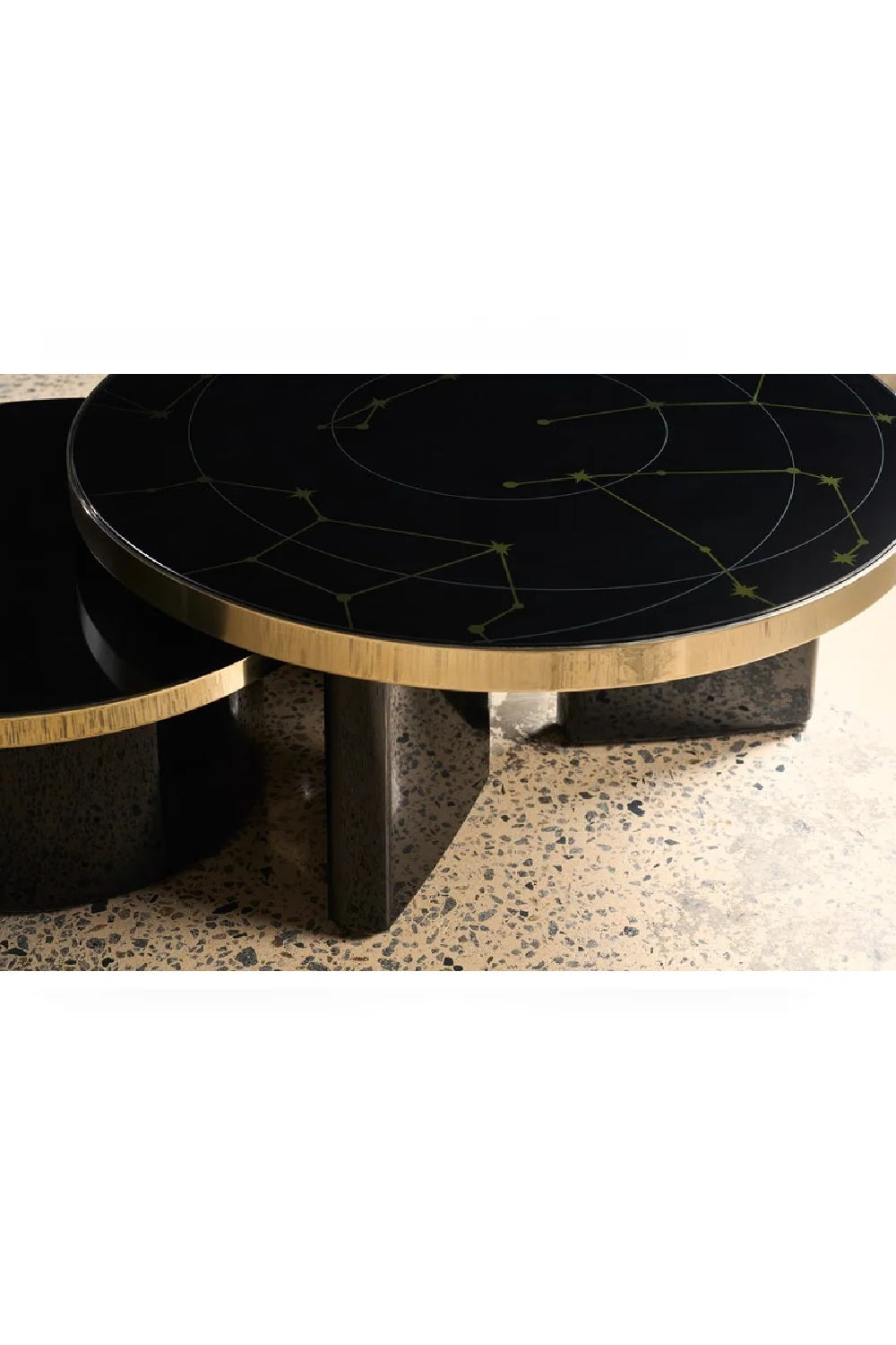 Luxury Black Round Coffee Table Modern Italian Style for Villa
