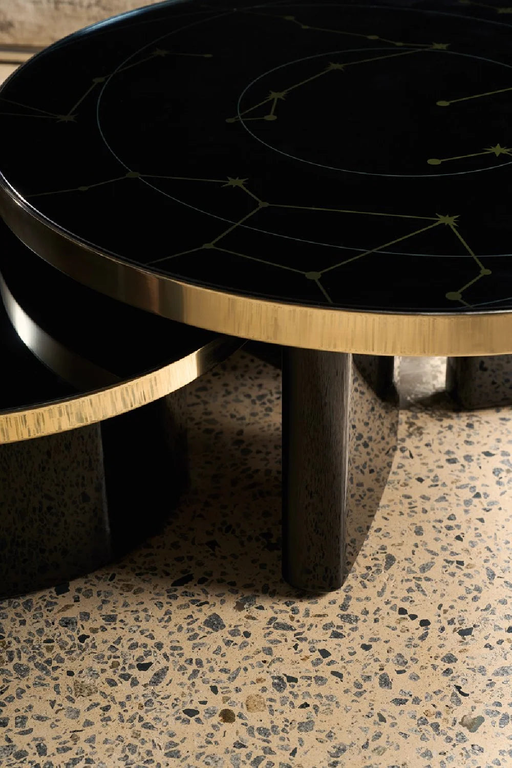 Luxury Black Round Coffee Table Modern Italian Style for Villa