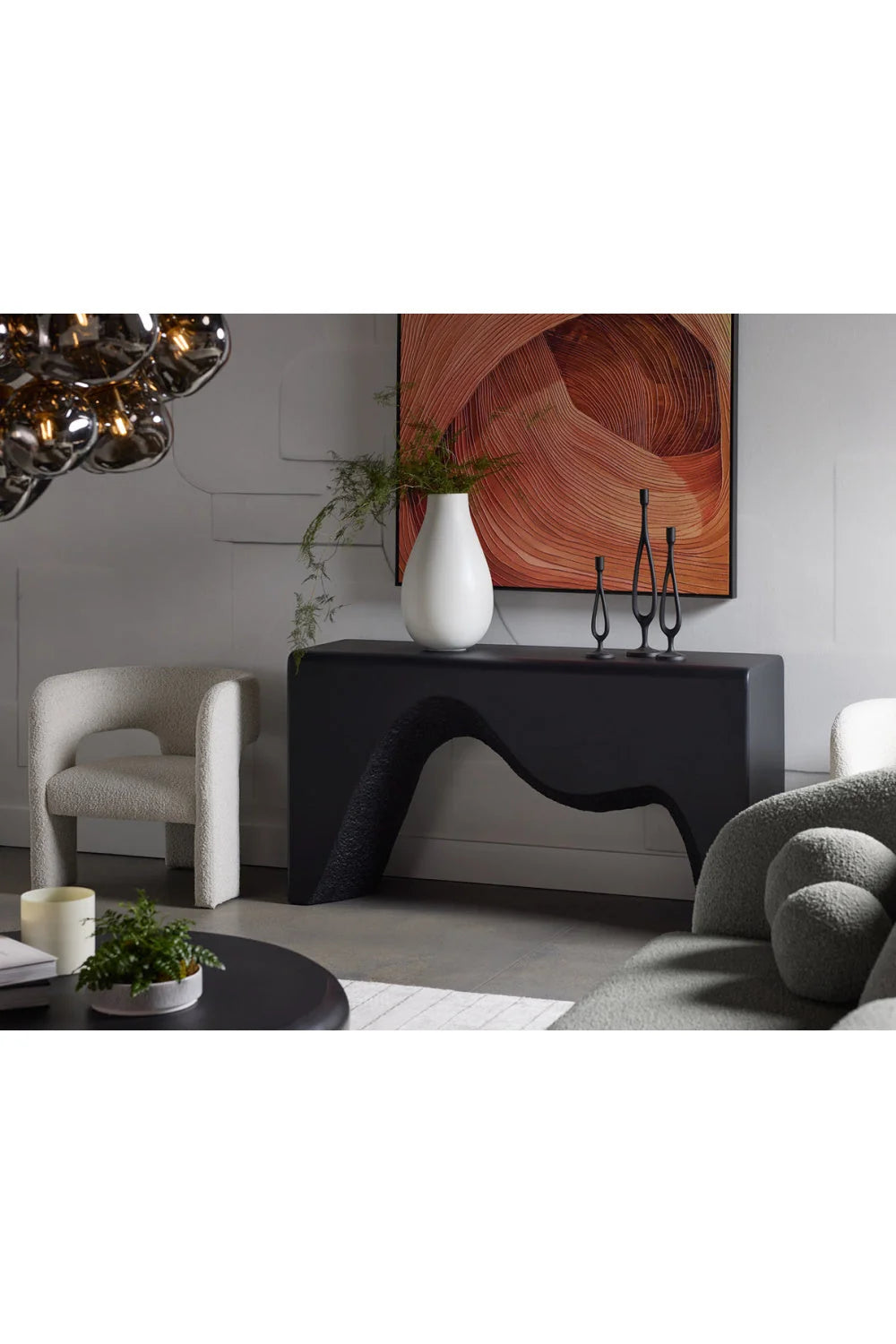 Luxury Black Sculpted Console Table Modern Italian Style for Villa