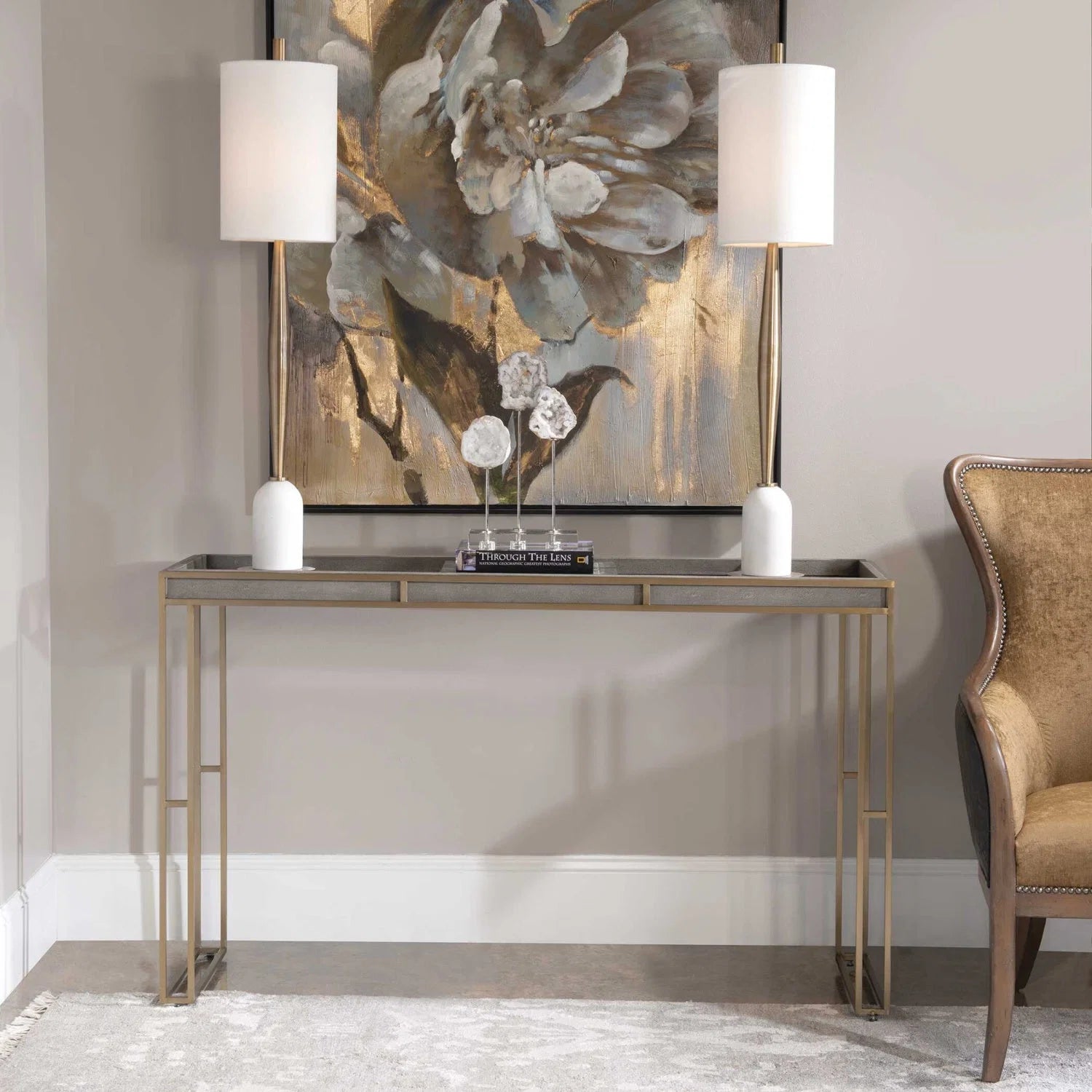 Luxury Black Shagreen Console Table Modern Italian Style for Villa