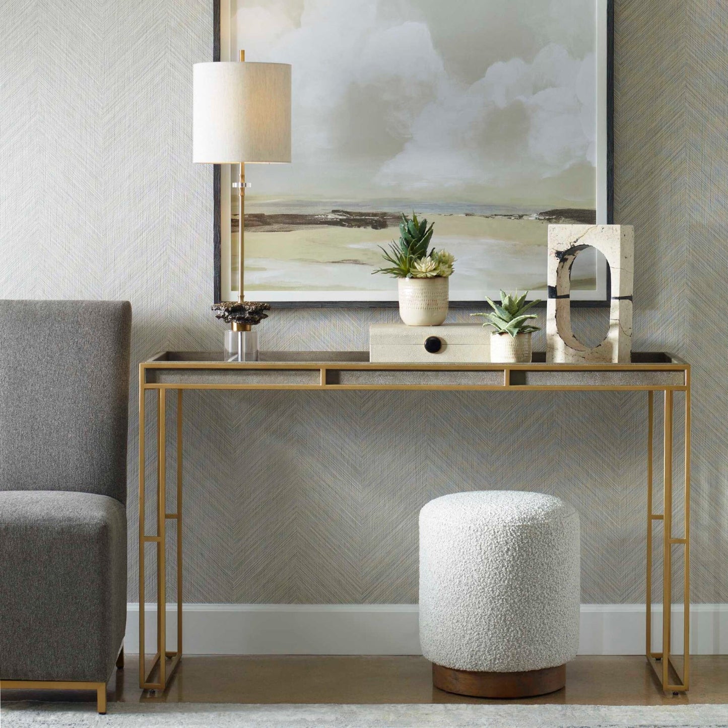 Luxury Black Shagreen Console Table Modern Italian Style for Villa