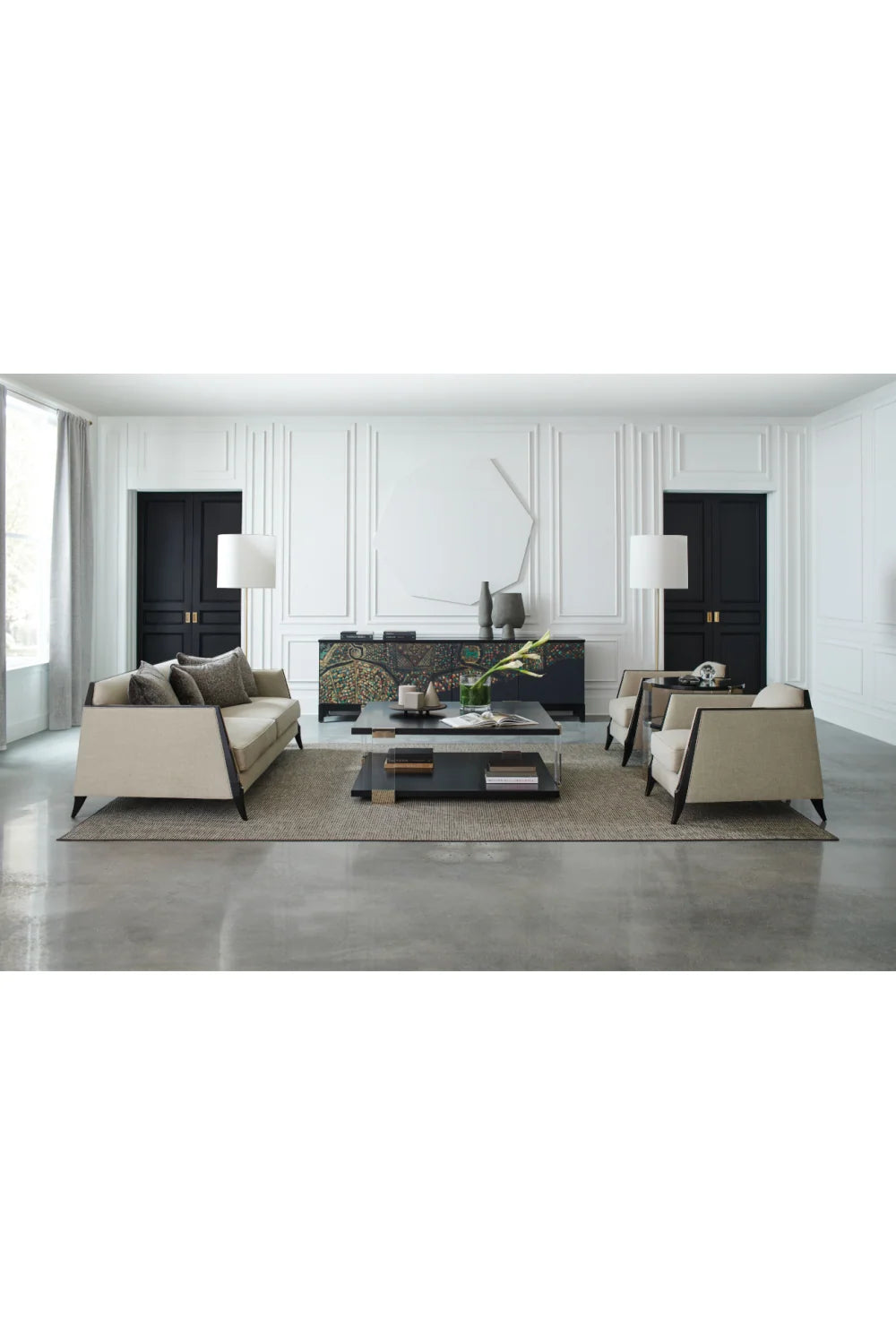 Luxury Black Square Coffee Table Modern Italian Style for Villa