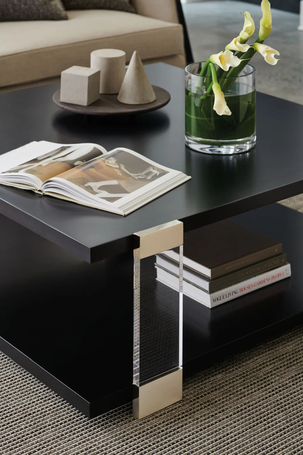 Luxury Black Square Coffee Table Modern Italian Style for Villa