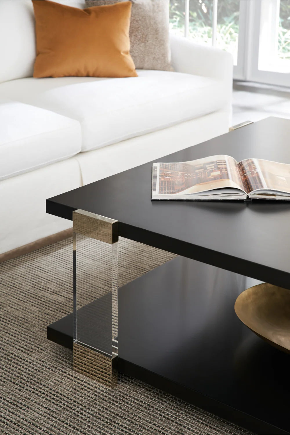 Luxury Black Square Coffee Table Modern Italian Style for Villa