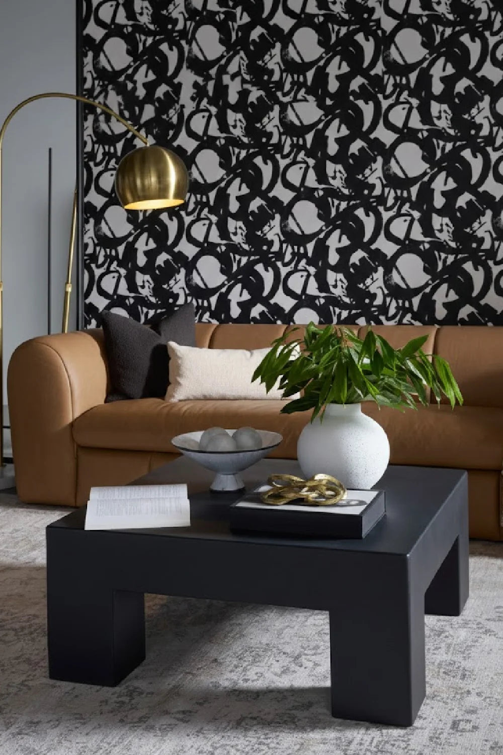 Luxury Black Square Coffee Table Modern Italian Style for Villa