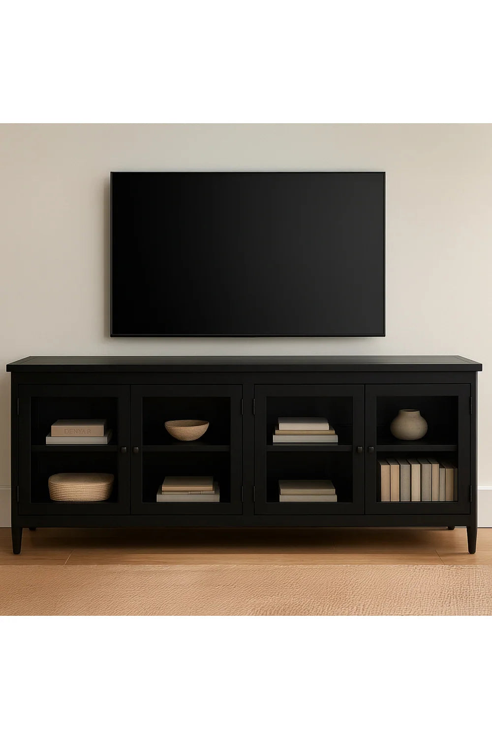 Luxury Black Steel Media Unit Modern Italian Style for Villa