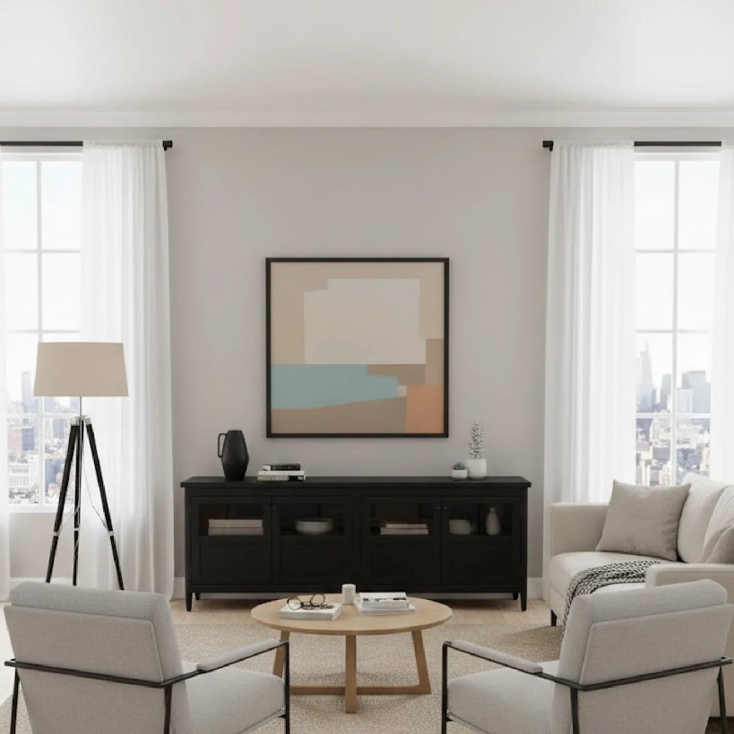 Luxury Black Steel Media Unit Modern Italian Style for Villa