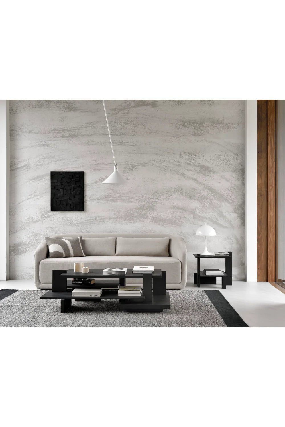 Luxury Black Teak Coffee Table Modern Italian Style for Villa