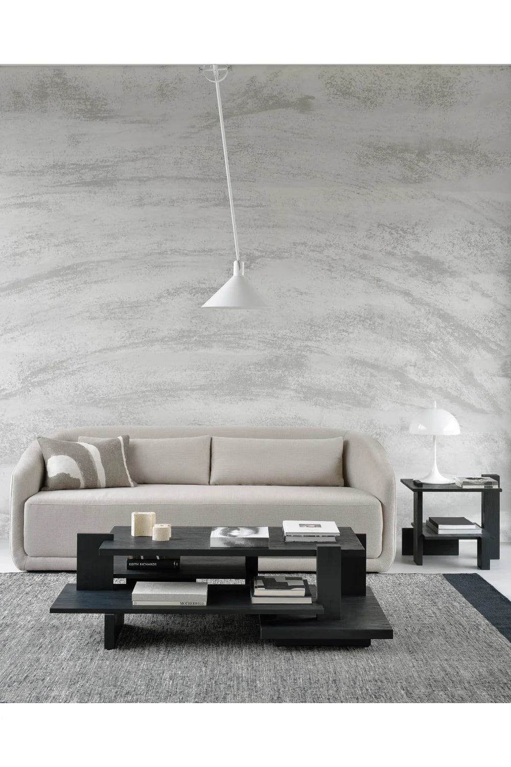 Luxury Black Teak Coffee Table Modern Italian Style for Villa