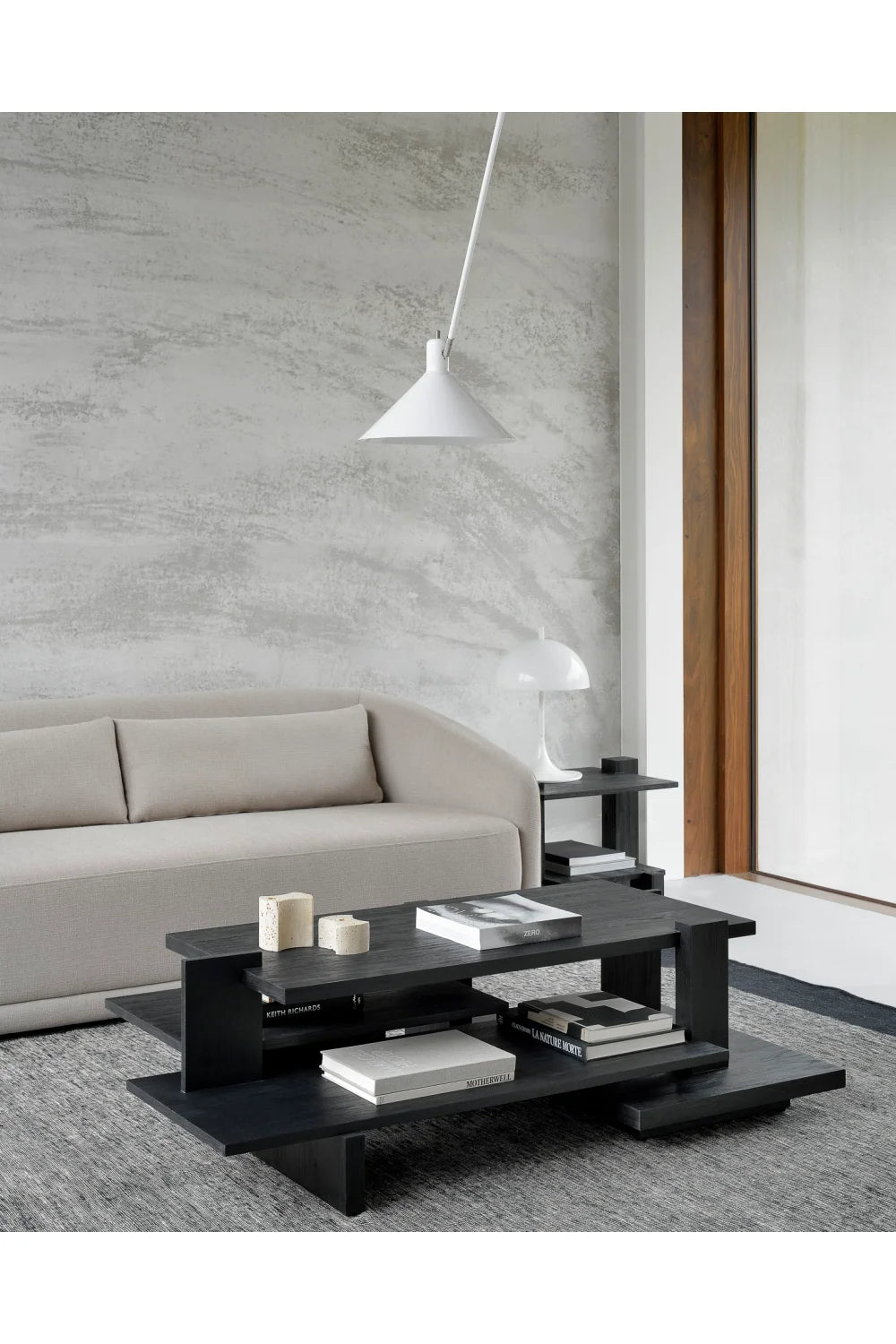 Luxury Black Teak Coffee Table Modern Italian Style for Villa
