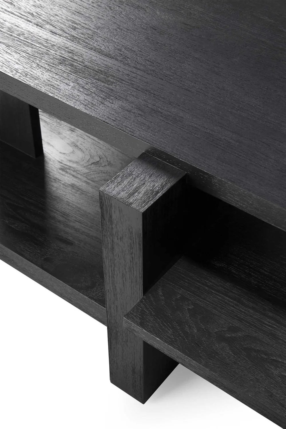 Luxury Black Teak Coffee Table Modern Italian Style for Villa