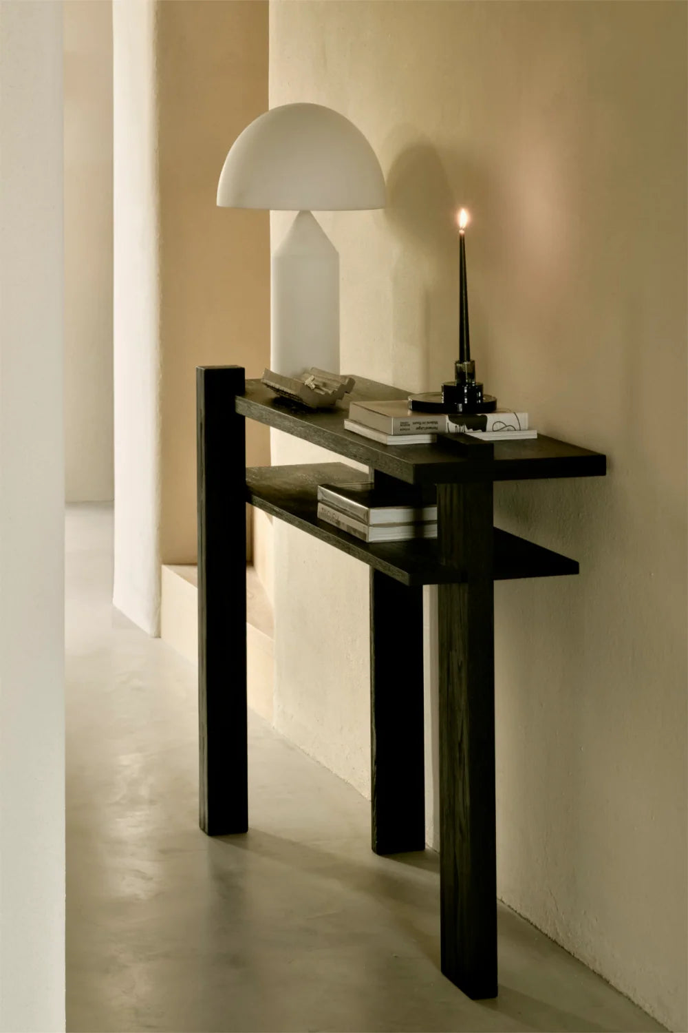Luxury Black Teak Console Table Modern Italian Style for Villa
