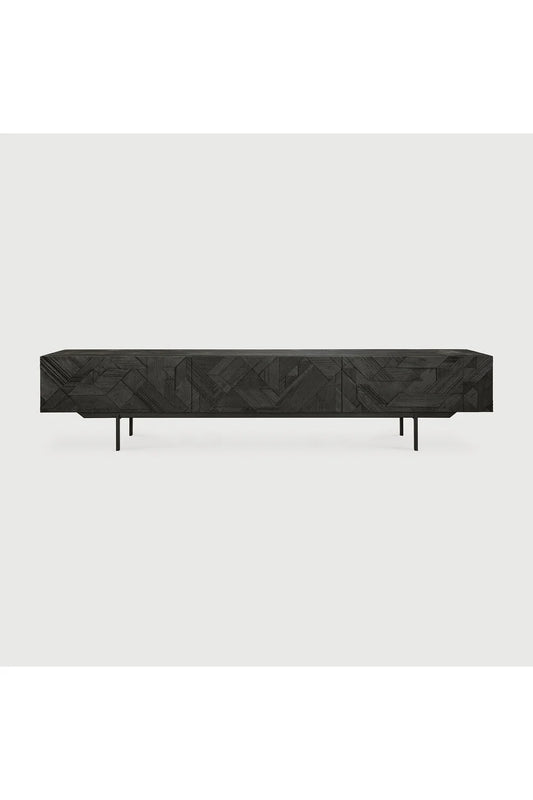 Luxury Black Teak Media Unit Modern Italian Style for Villa