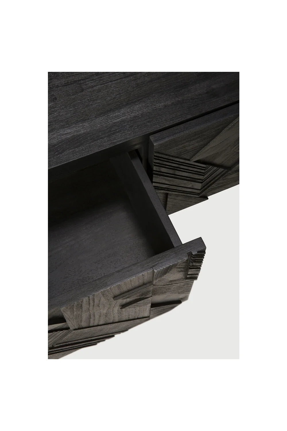 Luxury Black Teak Media Unit Modern Italian Style for Villa