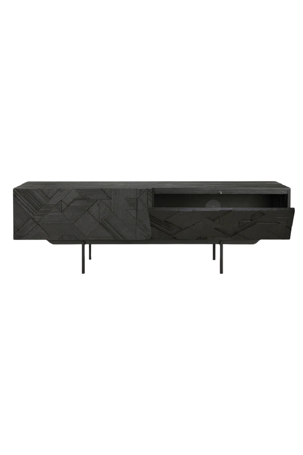 Luxury Black Teak Media Unit Modern Italian Style for Villa