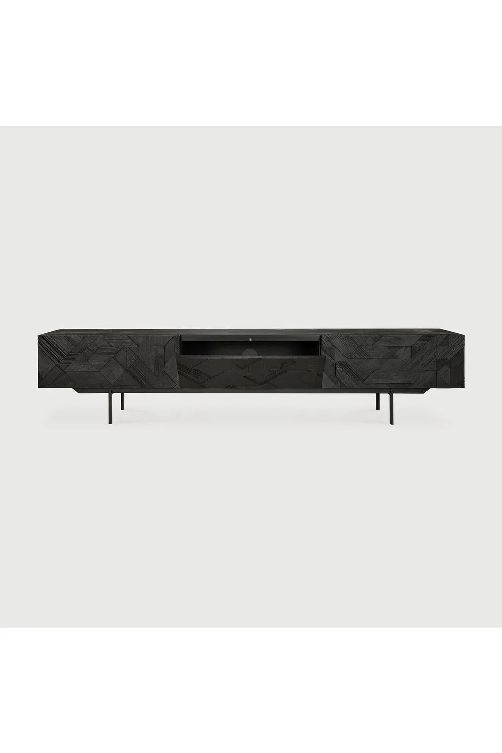 Luxury Black Teak Media Unit Modern Italian Style for Villa