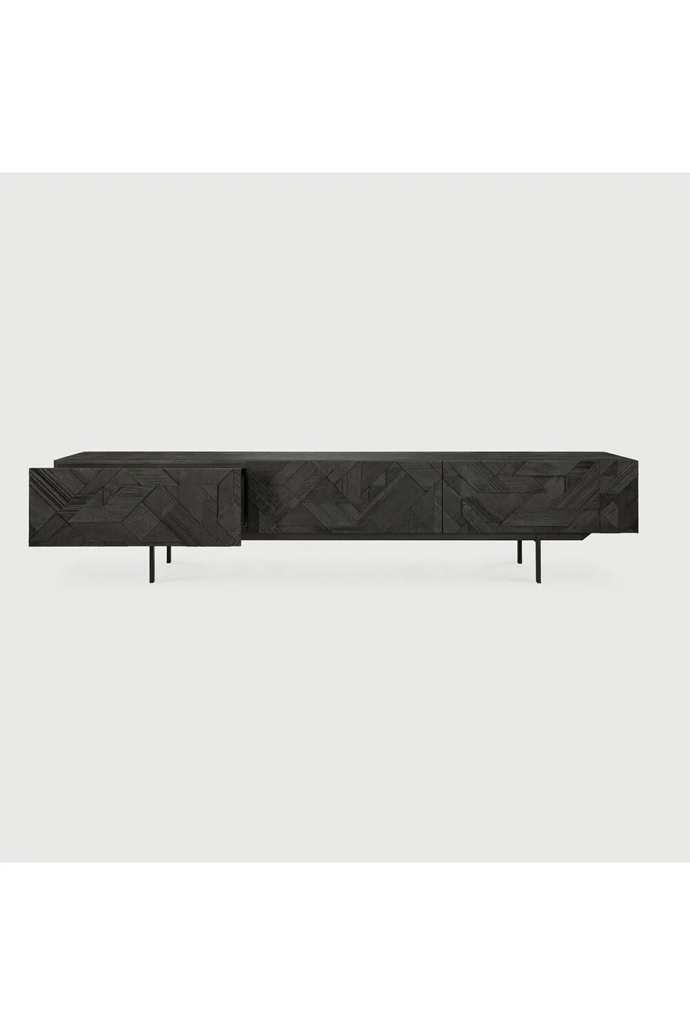 Luxury Black Teak Media Unit Modern Italian Style for Villa