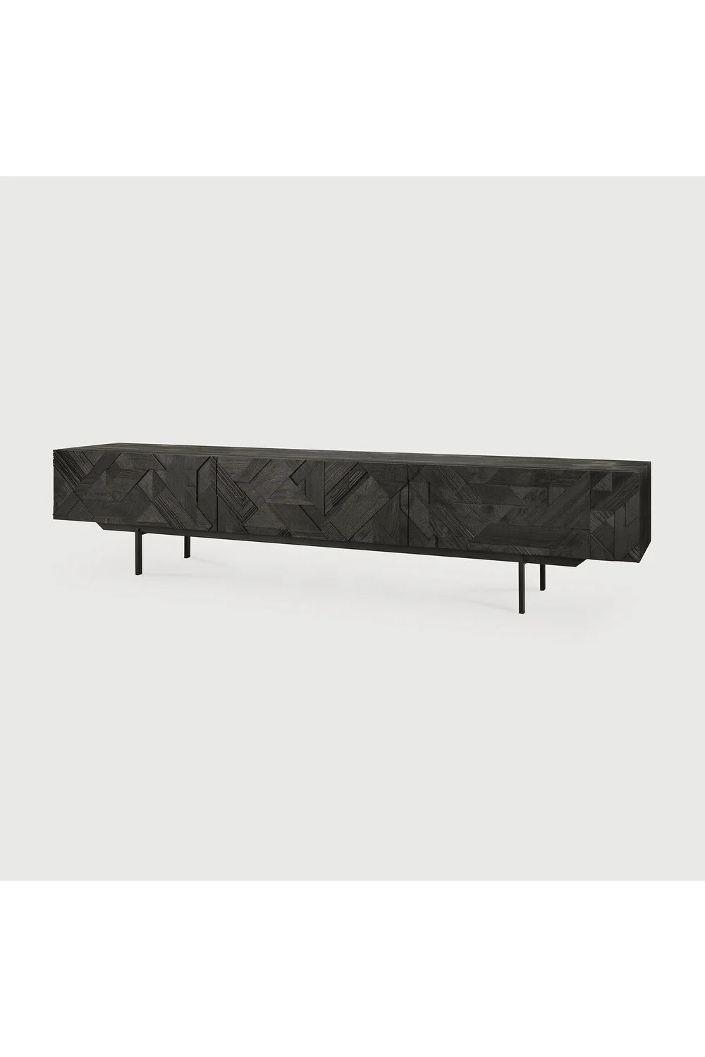 Luxury Black Teak Media Unit Modern Italian Style for Villa