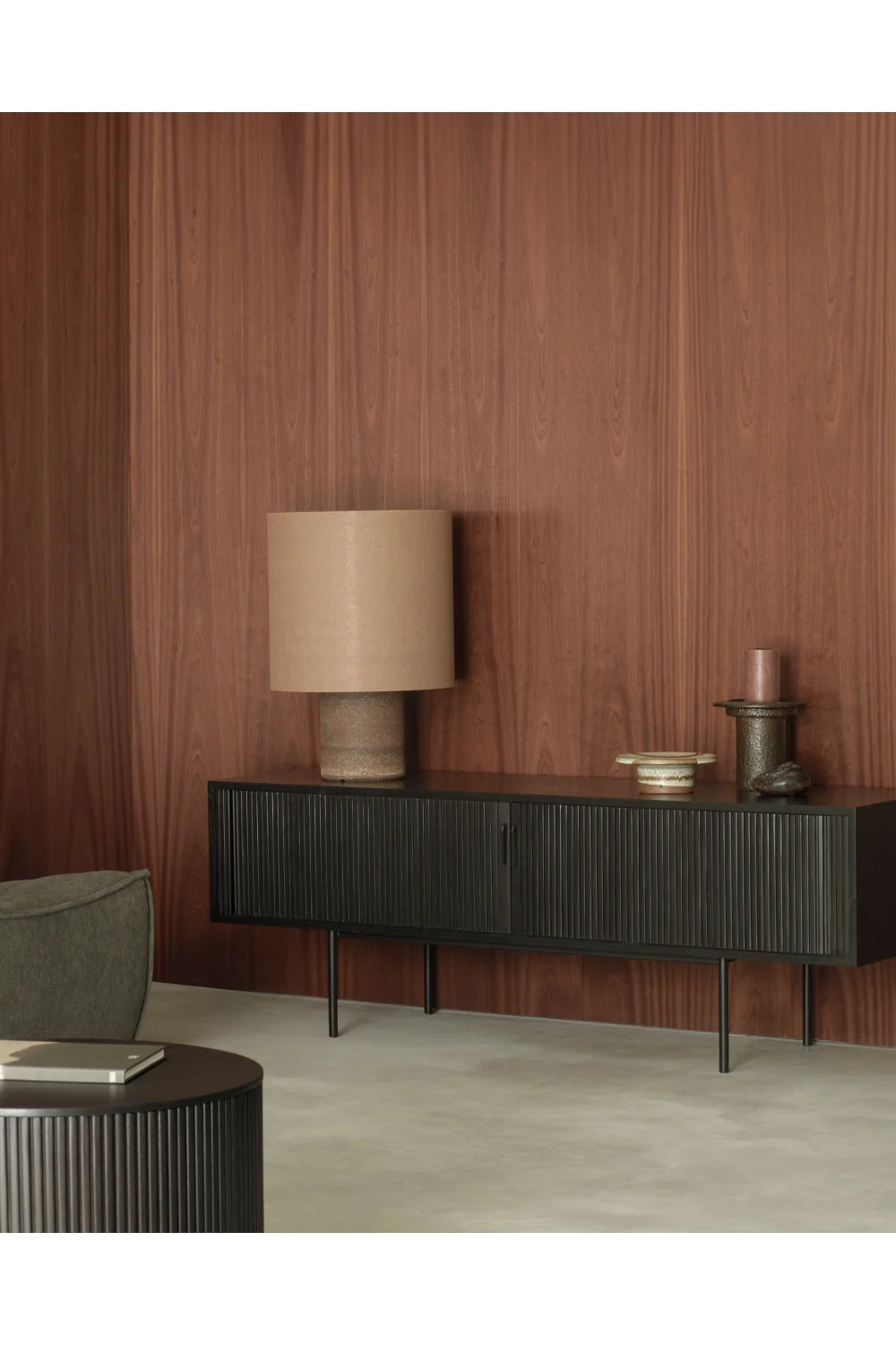 Luxury Black Teak TV Cupboard Modern Italian Style for Villa
