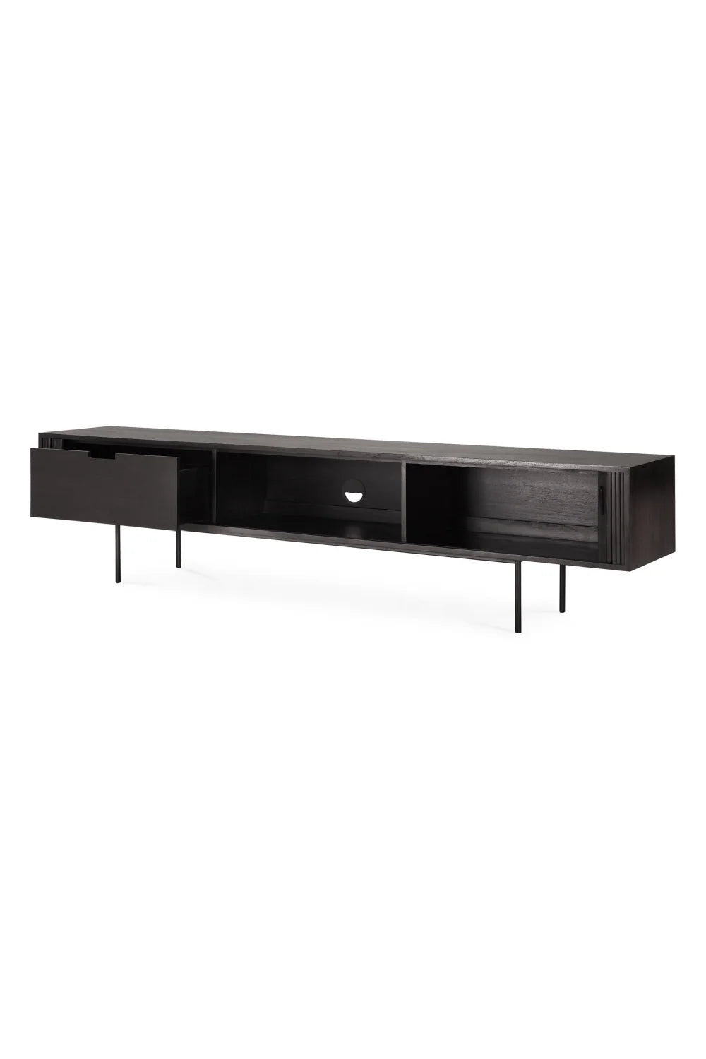 Luxury Black Teak TV Cupboard Modern Italian Style for Villa