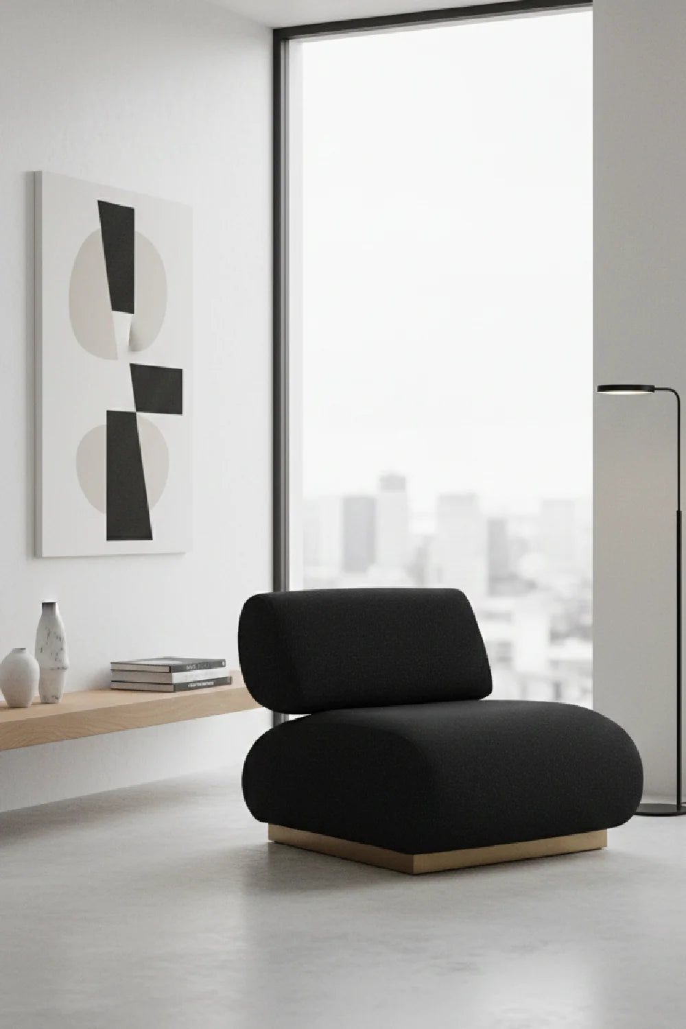 Luxury Black Textured Fabric Accent Chair Modern Italian Style for Villa