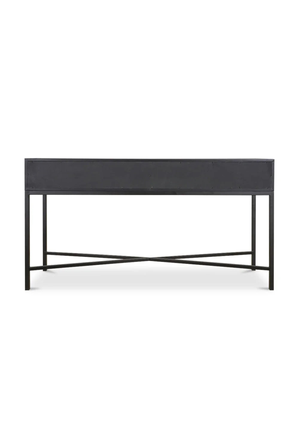 Luxury Black Vegan Leather Console Table Modern Italian Style for Villa