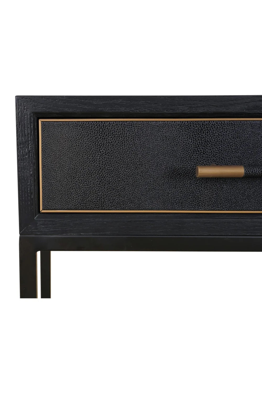 Luxury Black Vegan Leather Console Table Modern Italian Style for Villa