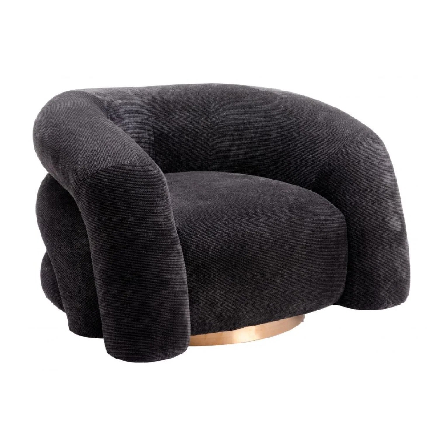 Luxury Black Velvet Accent Chair Modern European Style for Villa