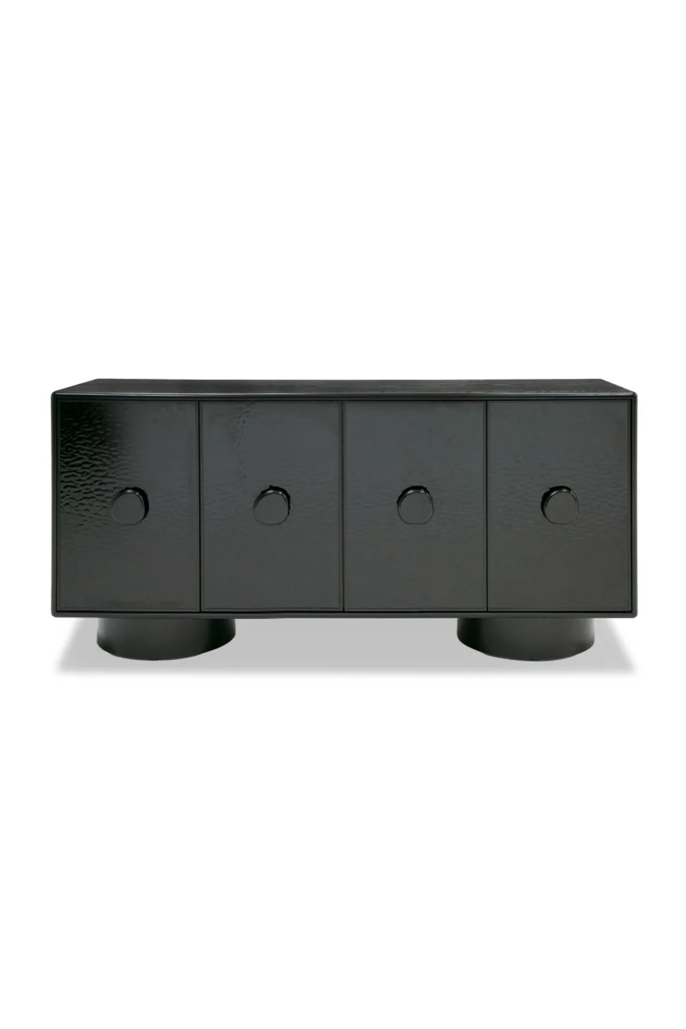 Luxury Black Wave Glass 4-Door Sideboard European Style for Villa